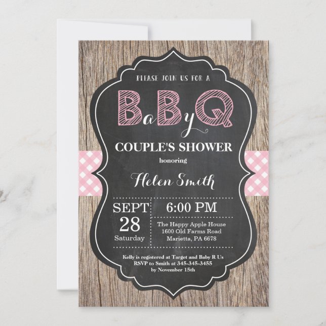 BBQ Baby Shower-inbjudan Baby Q-Rosa Inbjudningar (Framsida)