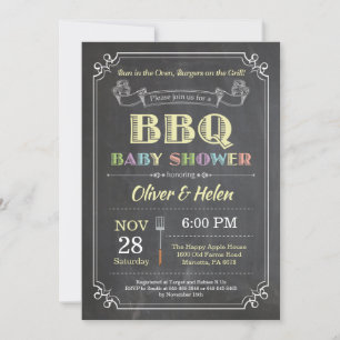 BBQ Baby Shower Inbjudan Kritstavla Gul