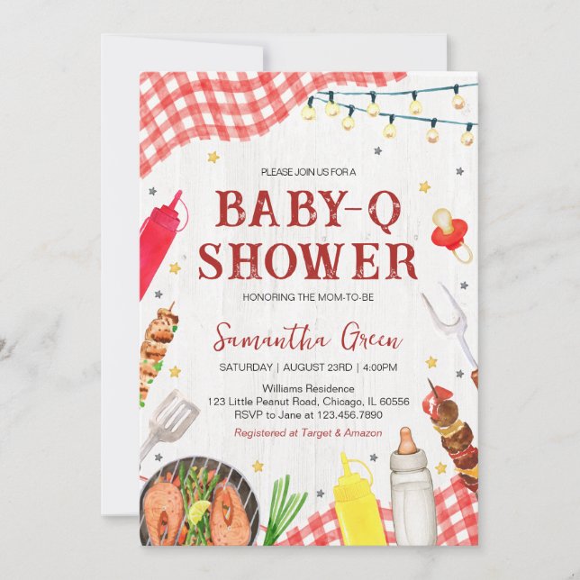 BBQ Baby Shower Inbjudningar (Framsida)