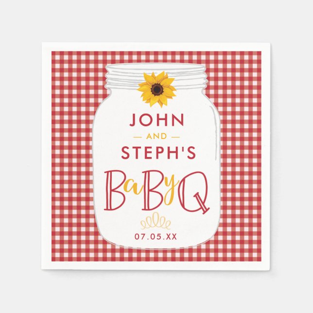 BBQ Baby Shower Napkins, BaByQ Barbeque Party Pappersservett (Framsidan)