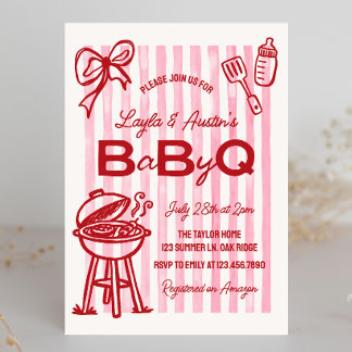 BBQ Baby Shower Par Baby Q Inbjudningar