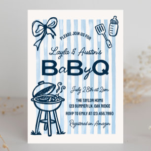 BBQ Baby Shower Par Baby Q Inbjudningar