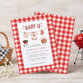 Bbq Baby Shower Rustik Röd Gingham Inbjudningar