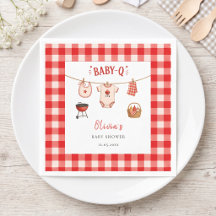 Bbq Baby Shower Rustik Röd Gingham
