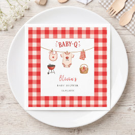 Bbq Baby Shower Rustik Röd Gingham Pappersservett