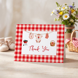 Bbq Baby Shower Rustik Röd Gingham Tack Kort