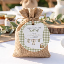 Bbq Baby Shower Sage Rutig Gingham Anpassad