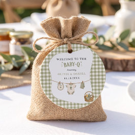 Bbq Baby Shower Sage Rutig Gingham Anpassad Gåvor Etiketter