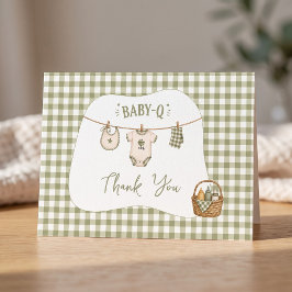 Bbq Baby Shower Sage Rutig Gingham Anpassad Tack Kort