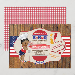 BBQ BaByQ pojke dusch 4 juli Inbjudningar