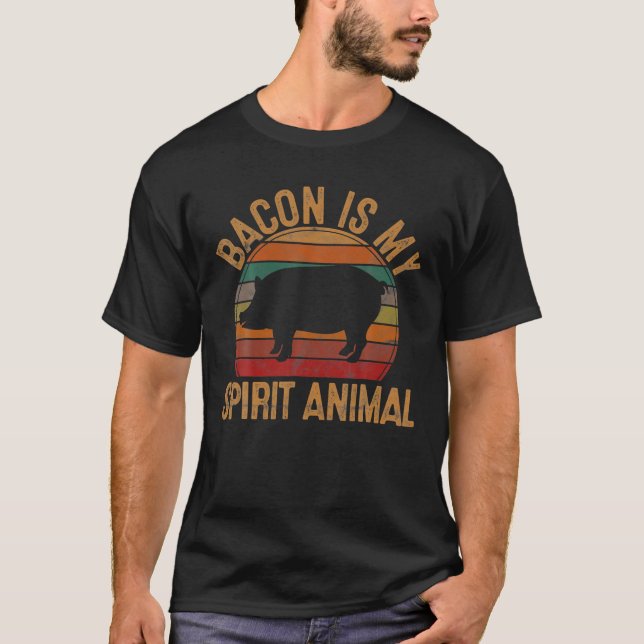 BBQ Bacon är mitt andliga djur Retro Gris Grill Lo T Shirt (Framsida)