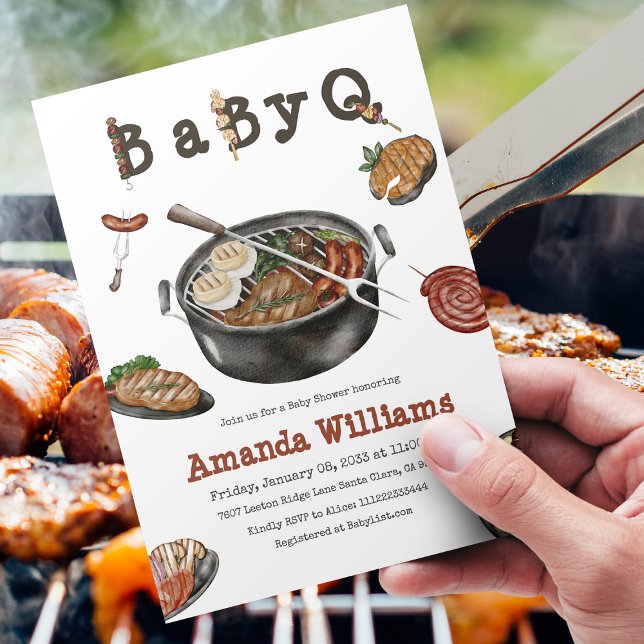 BBQ Barbecue Backyard Party Baby Shower BabyQ Inbjudningar (Skapare uppladdad)