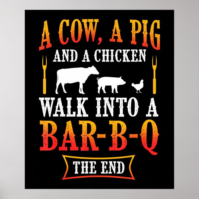 BBQ | Barbecue Bbq Joke Gift Grill Master Chef Poster (Framsidan)