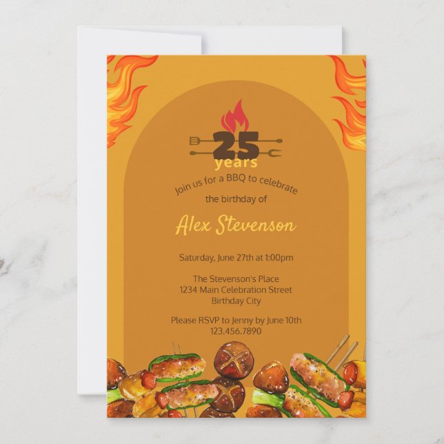 BBQ Barbecue Grill i alla åldrar Sommarkookout Bir Inbjudningar (Framsida)