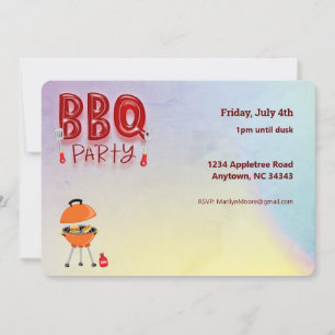 BBQ Barbecue Party Anpassade, sommar Inbjudningar
