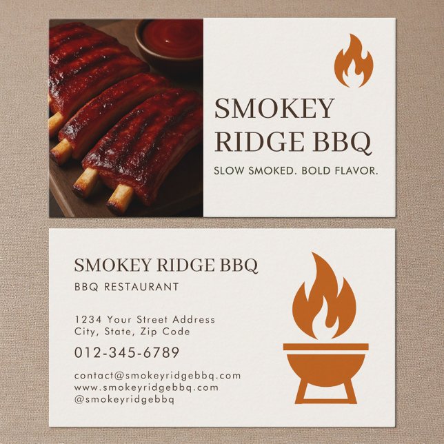 BBQ Barbecue Restaurant Catering Service Photo Visitkort (Skapare uppladdad)