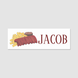 BBQ Barbecue Spare Ribs Restaurant Barbeque Food Namnbricka
