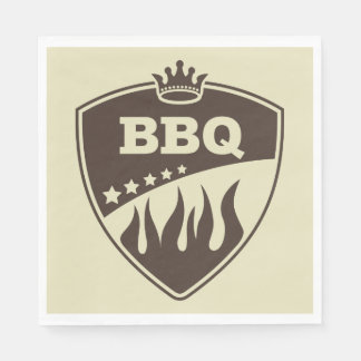 BBQ Barbeque Badge Logotyp Emblem Pappersservett