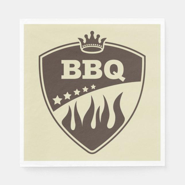 BBQ Barbeque Badge Logotyp Emblem Pappersservett (Framsidan)