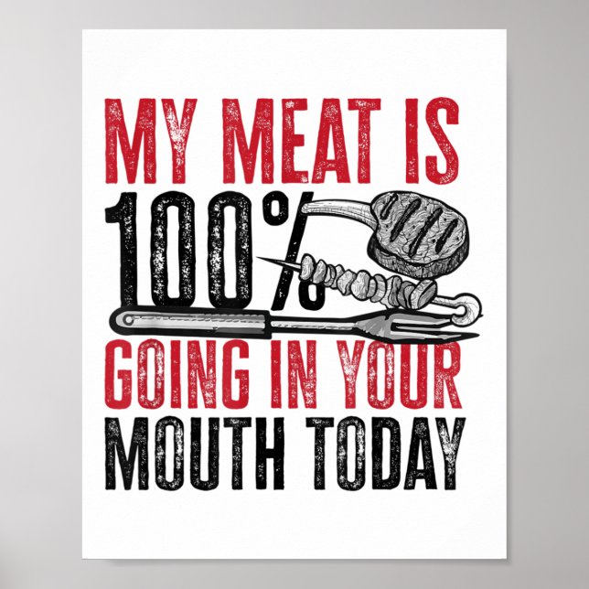 Bbq Barbeque - Min Kött går 100 procent in i munne Poster (Framsidan)