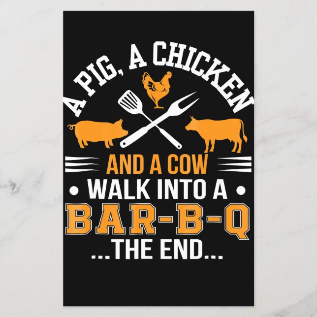 BBQ | BBQ Älskare Gris Chicken Cow Walk in to pub  Flygblad (Framsidan)
