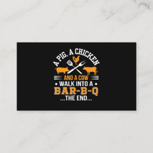BBQ BBQ Älskare Gris Chicken Cow Walk in to pub Visitkort