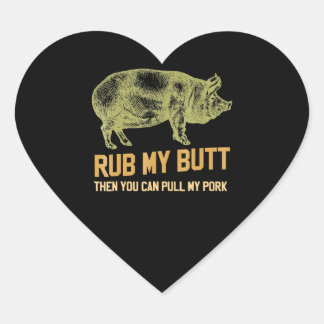 BBQ | BBQ Grill Gris Funny Gris Id Smoke that Roas Hjärtformat Klistermärke