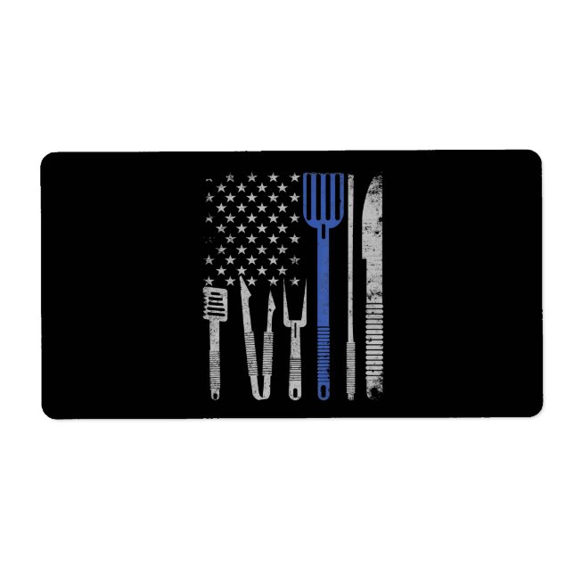 BBQ | BBQ Grill Gris med USA flagga kokande Chef Fraktsedel (Framsidan)
