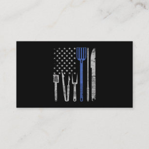 BBQ   BBQ Grill Gris med USA flagga kokande Chef Lojalitetskort