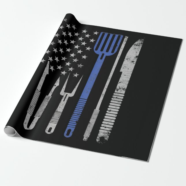 BBQ | BBQ Grill Gris med USA flagga kokande Chef Presentpapper (Utrullad)
