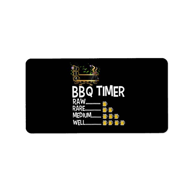 BBQ | BBQ Timer Barbecue Funny Grill Grilling Gift Adressetikett (Framsidan)