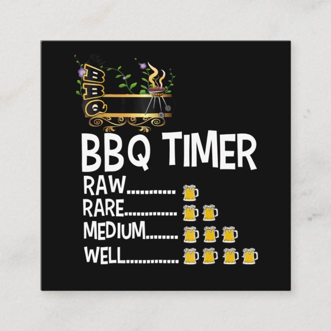 BBQ | BBQ Timer Barbecue Funny Grill Grilling Gift Fyrkantigt Visitkort (Framsida)
