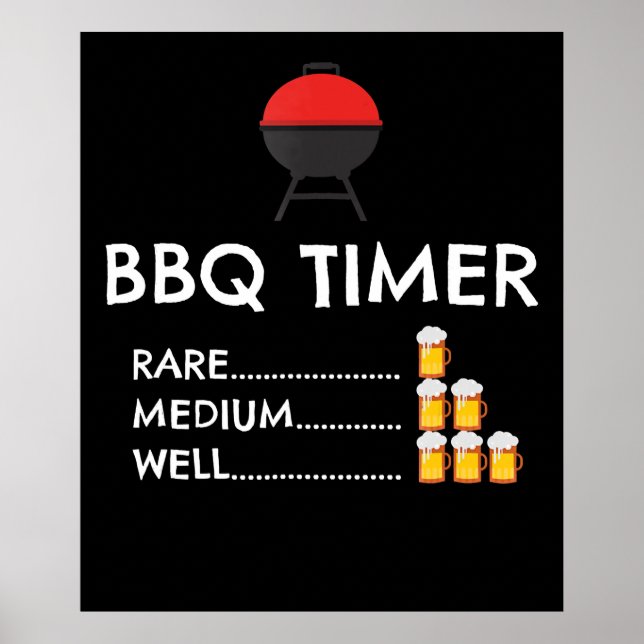 BBQ |BBQ Timer Barbecue Funny Grill Grilling Gift Poster (Framsidan)