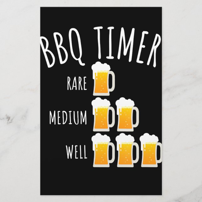 BBQ | BBQ Timer Beer Drinking Funny Grills Brevpapper (Framsida)