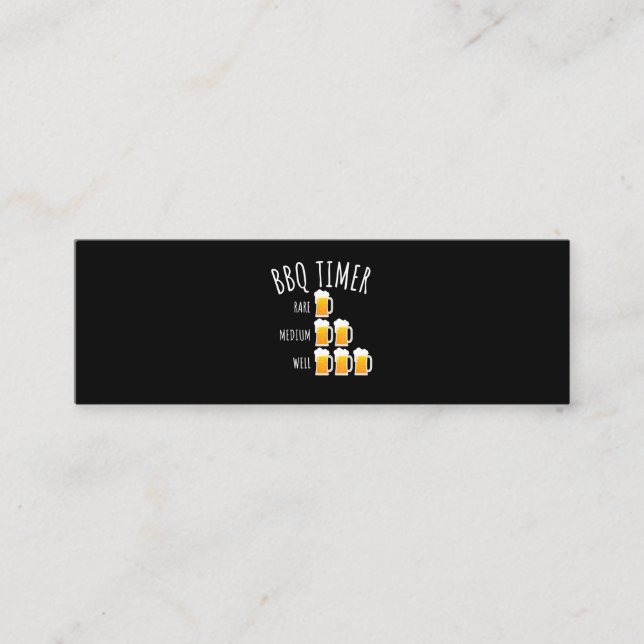 BBQ | BBQ Timer Beer Drinking Funny Grills Mini Visitkort (Framsida)
