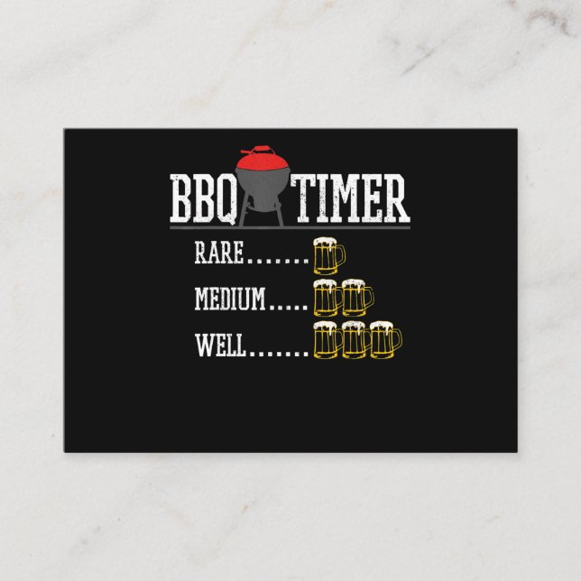 BBQ | BBQ Timer Funny Beer Steak Grilling Grill Visitkort (Framsida)