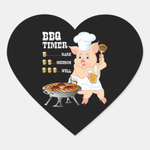 BBQ BBQ Timer Gris Grill Barbecue Beer Älskare M Hjärtformat Klistermärke