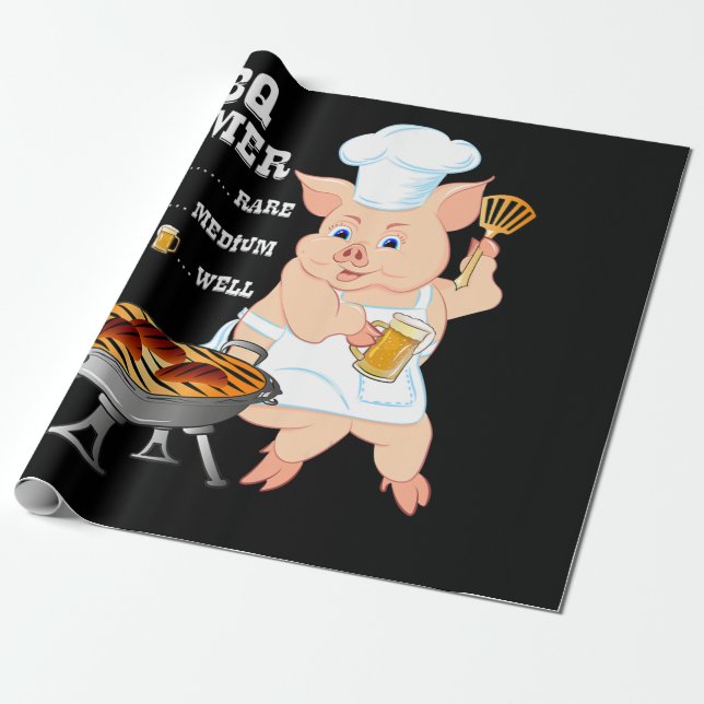 BBQ | BBQ Timer Gris Grill Barbecue Beer Älskare M Presentpapper (Utrullad)