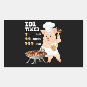 BBQ BBQ Timer Gris Grill Barbecue Beer Älskare M Rektangulärt Klistermärke