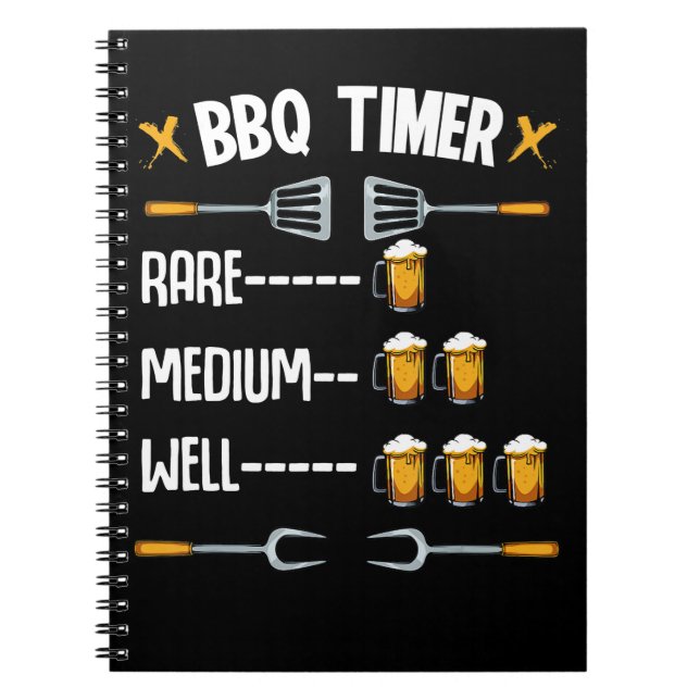 BBQ | BBQ Timer Sällsynt Medium well Beer Drinker Anteckningsbok (Framsidan)