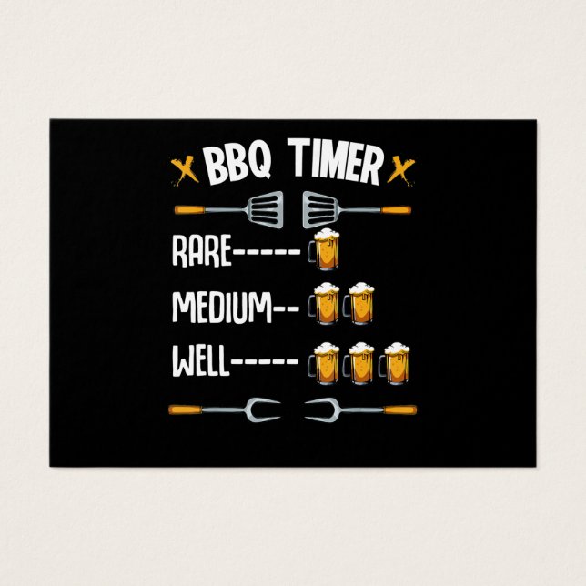BBQ | BBQ Timer Sällsynt Medium well Beer Drinker Visitkort (Framsidan)