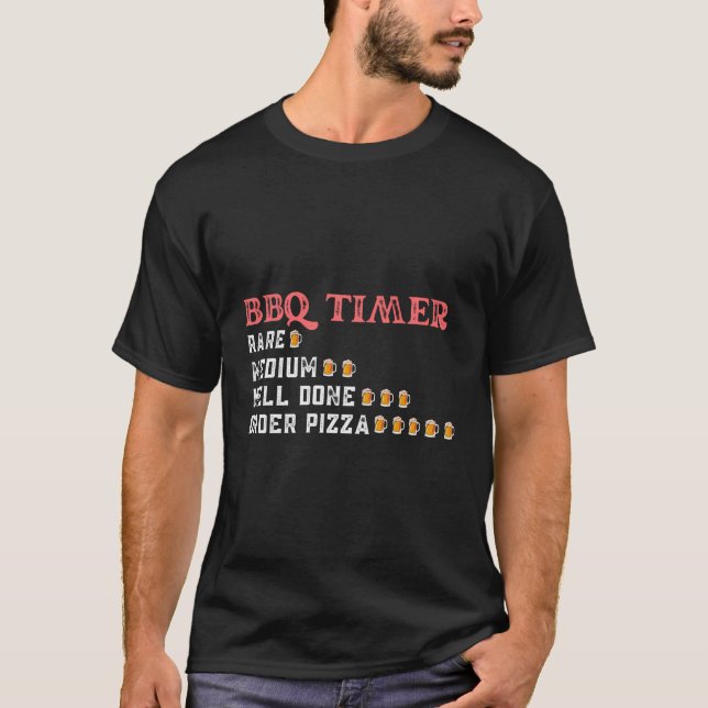 Bbq Beer Drinking Timer Funny Barbecue Pitmaster D T Shirt (Framsida)