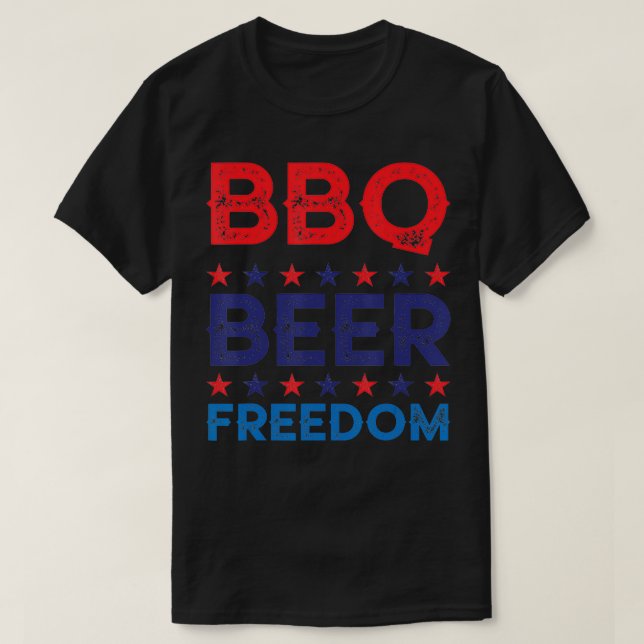 BBQ Beer Freedom Funny America USA Party 4th of Ju T Shirt (Design framsida)