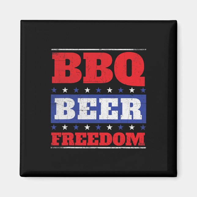 Bbq Beer Freedom - Grill Byrbecue Grilling Bbq Lov Magnet (Framsidan)