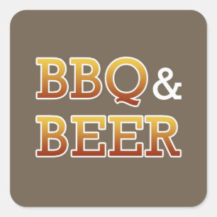 BBQ & Beer Sticker Fyrkantigt Klistermärke