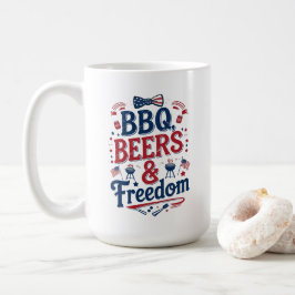 BBQ, Beers & Freedom – Retro 4th of July Vibes Kaffemugg