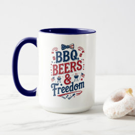 BBQ, Beers & Freedom – Retro 4th of July Vibes Mugg