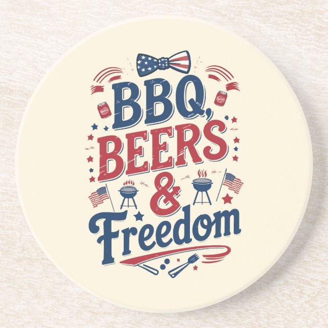 BBQ, Beers & Freedom – Retro 4th of July Vibes Underlägg (Framsidan)