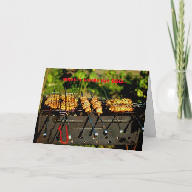 BBQ Birthday Picnic Greeting Card-Anpassade Kort (Framsida)