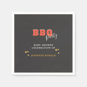 BBQ Black and Red Baby dusch Party Pappersservett